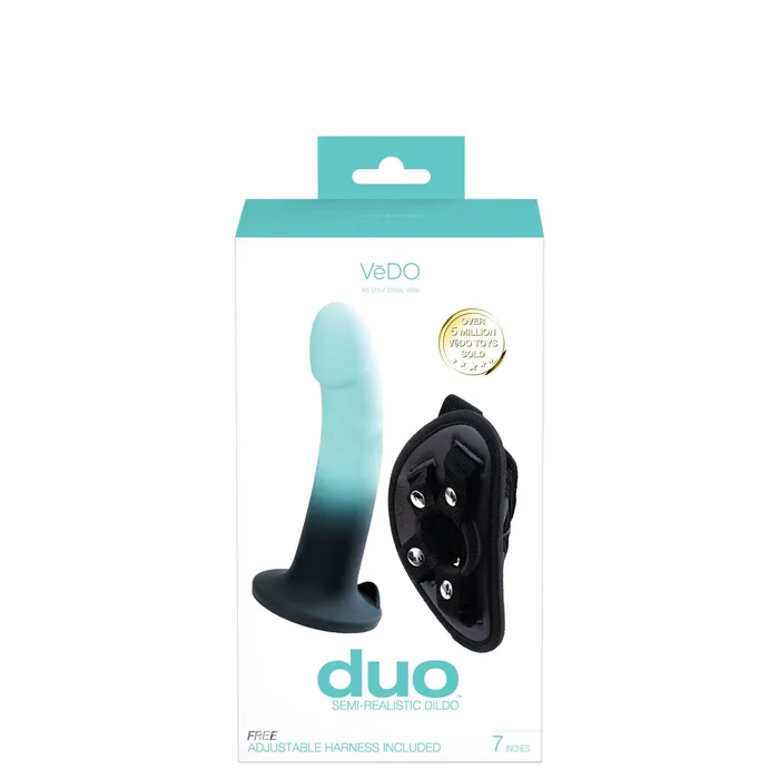 VeDO Female Sex Toys Duo SemiRealistic Dildo With Harness Turquoiseblack VeDO Female Sex Toys Duo SemiRealistic Dildo With Harness Turquoiseblack