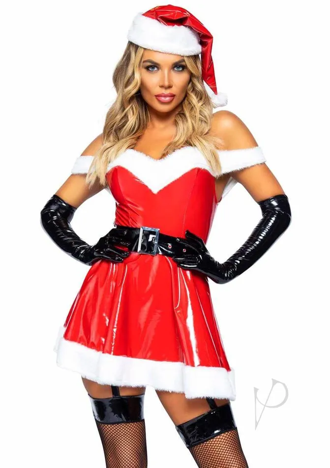 Female Sex Toys Leg Avenue Inc Naughty Santa Costume Sexy OffShoulder Vinyl Dress with Santa Hat Belt Medium by Leg Avenue Female Sex Toys Leg Avenue Inc Naughty Santa Costume Sexy OffShoulder Vinyl Dress with Santa Hat Belt Medium by Leg Avenue