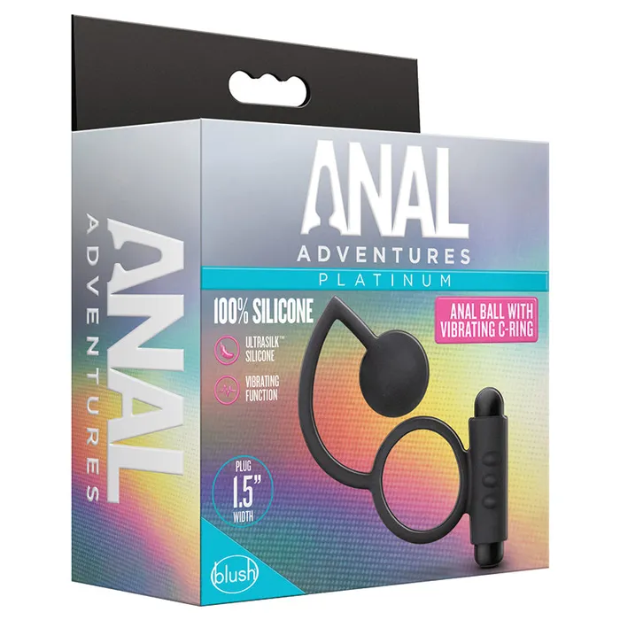Male Sex Toys BLUSH Anal Adventures Platinum Silicone Anal Ball with Vibrating CRing Black Male Sex Toys BLUSH Anal Adventures Platinum Silicone Anal Ball with Vibrating CRing Black