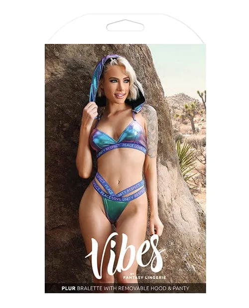 Fantasy Lingerie Vibes Plur Bralette with removable Hood Panty Iridescent Female Sex Toys Fantasy Lingerie Vibes Plur Bralette with removable Hood Panty Iridescent Female Sex Toys