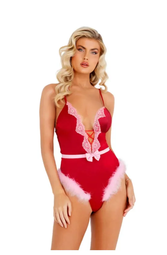 Satin Teddy with Bow Detail Roma Costume Male Sex Toys