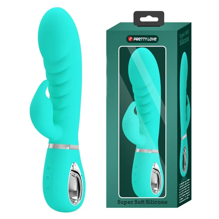 Pretty Love Vibrators Prescott Super Soft Rabbit Silicone Vibrator Teal