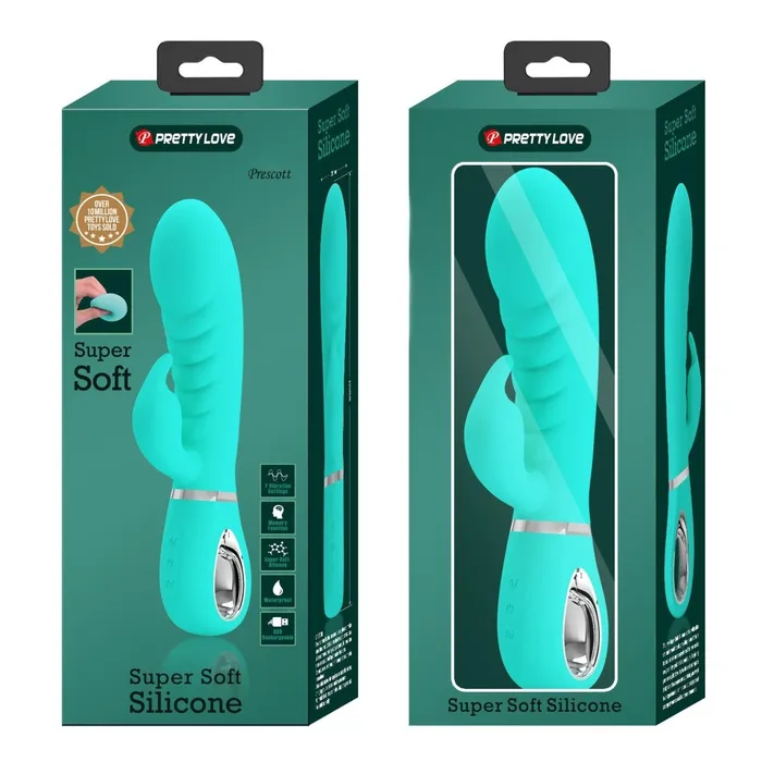 Pretty Love Vibrators Prescott Super Soft Rabbit Silicone Vibrator Teal Pretty Love Vibrators Prescott Super Soft Rabbit Silicone Vibrator Teal