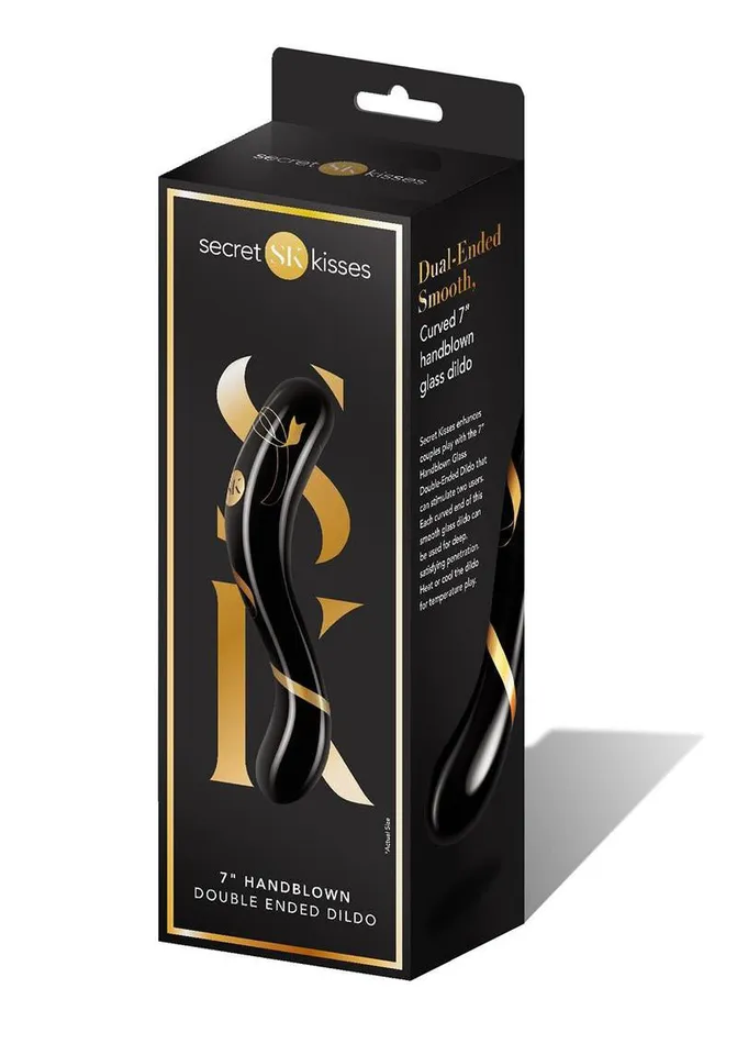 Secret Kisses 7 Inch Handblown Double Ended Dildo Black Secret Kisses Dildos Secret Kisses 7 Inch Handblown Double Ended Dildo Black Secret Kisses Dildos