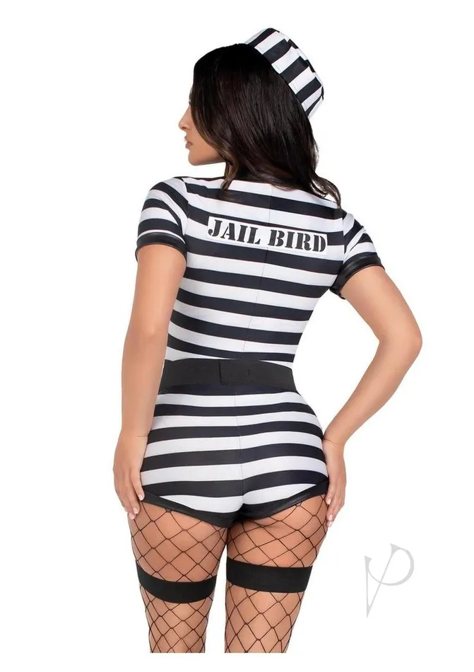 Anal Leg Avenue Jail Bird Set 3pc Sm Blkwht
