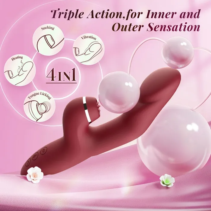 Female Sex Toys Sohimi GANJ 3 in 1 Stimulation Rabbit Vibrator with Heating