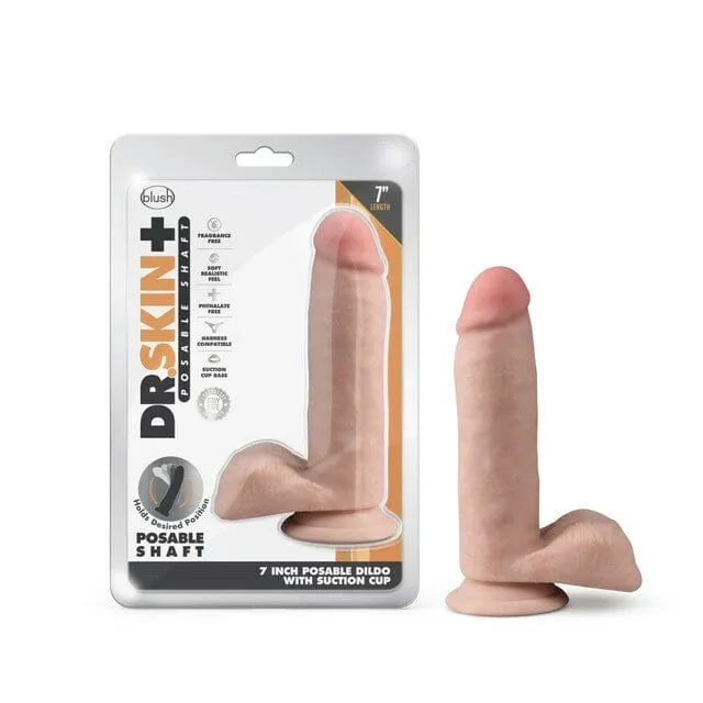 Blush Dildos Blush Dr Skin Plus 7 Inch Posable Dildo With Balls