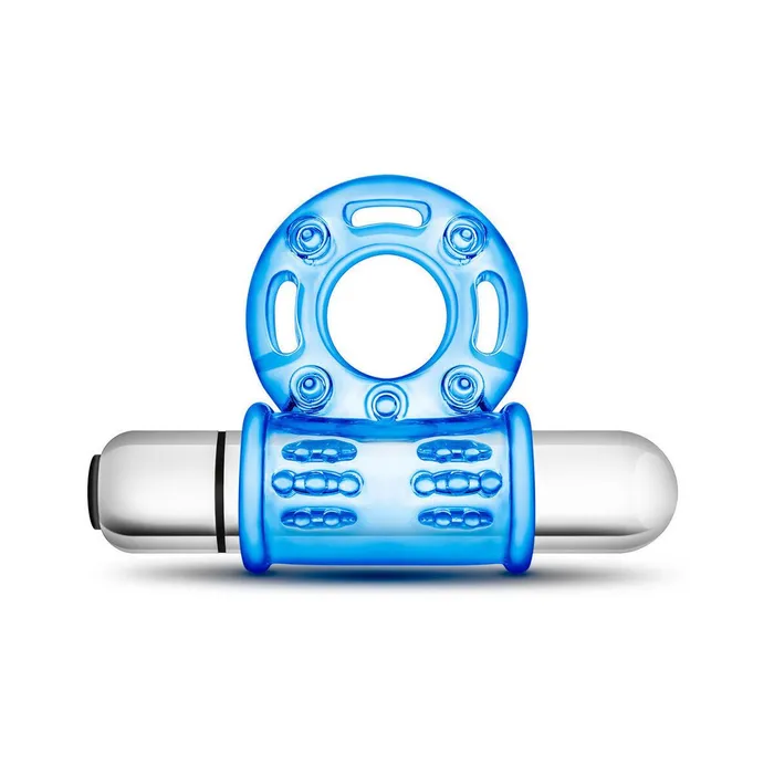 Vibrators Blush Stay Hard 10 Function Vibrating Bull Ring Blue