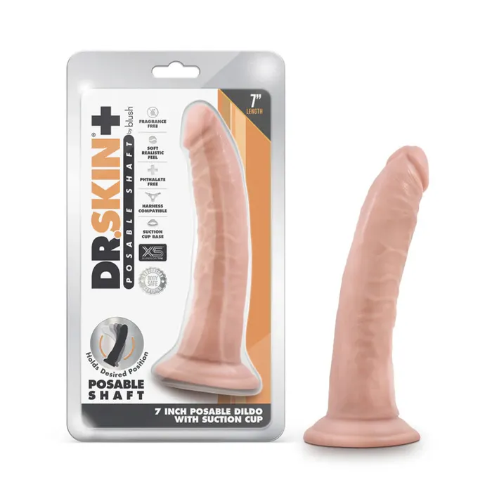 Female Sex Toys Blush Dr Skin 7 Realistic Poseable DualDensity Dildo With Suction Cup