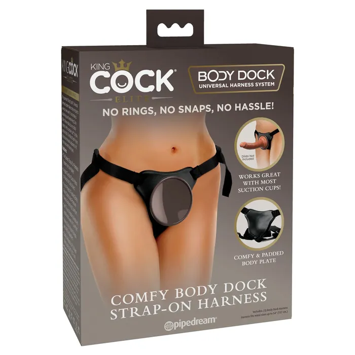 Female Sex Toys Pipedream King Cock Elite Comfy Body Dock Suction Cup StrapOn Harness