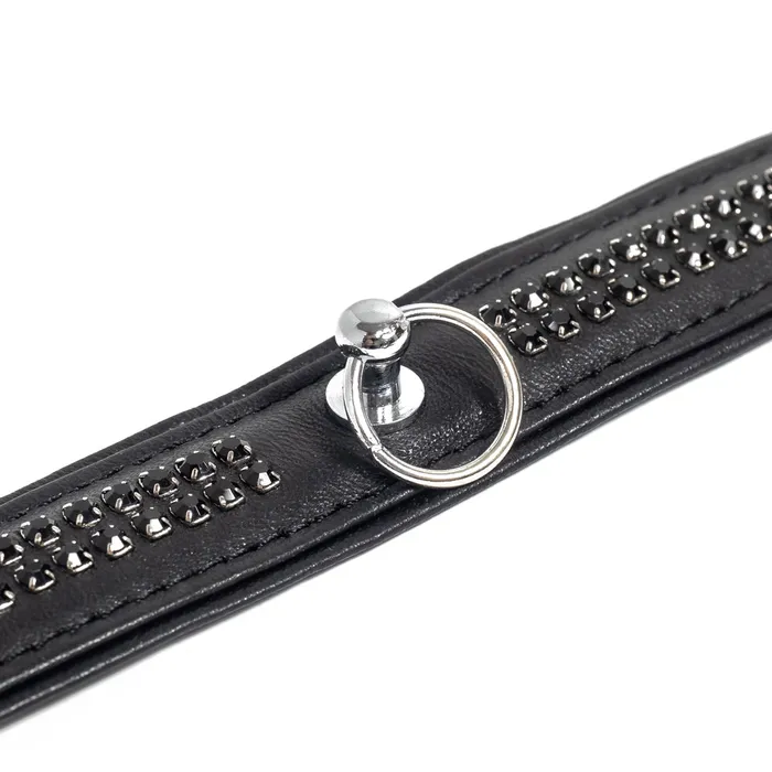 Female Sex Toys Zorba International Zorba Leather Collar With Dual Row Diamantes