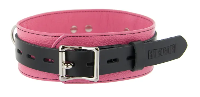 Strict Leather Black and Pink Locking Collar Vibrators