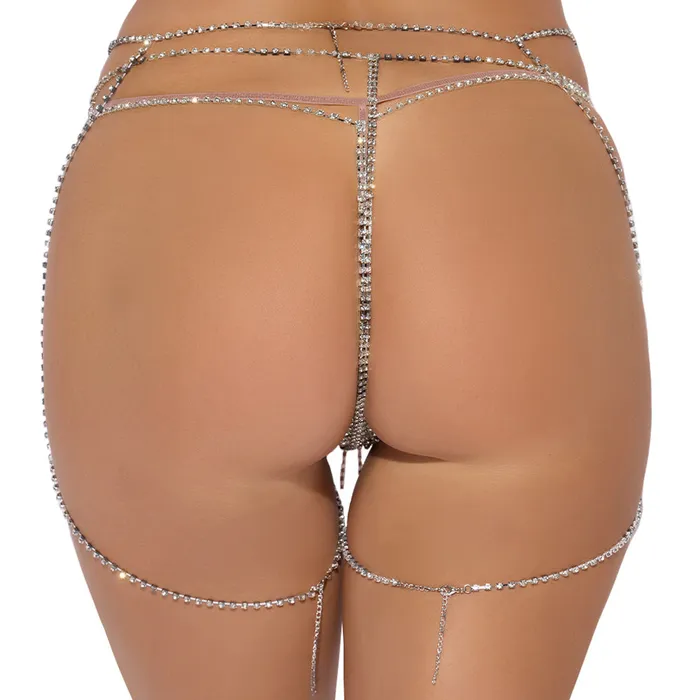 Vibrators House of Desire House of Desire Rhinestone Drape Garter Belt