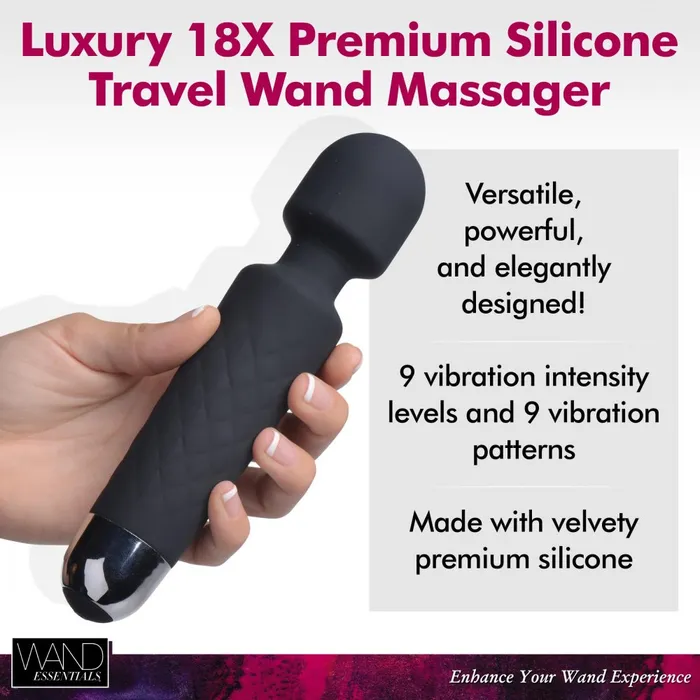 Wand Essentials Female Sex Toys 18X Luxury Silicone Travel Wand