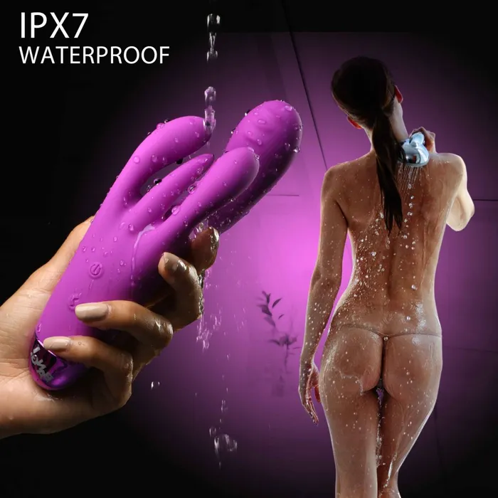 10X Triple Rabbit Silicone Vibrator Purple XR Brands Vibrators