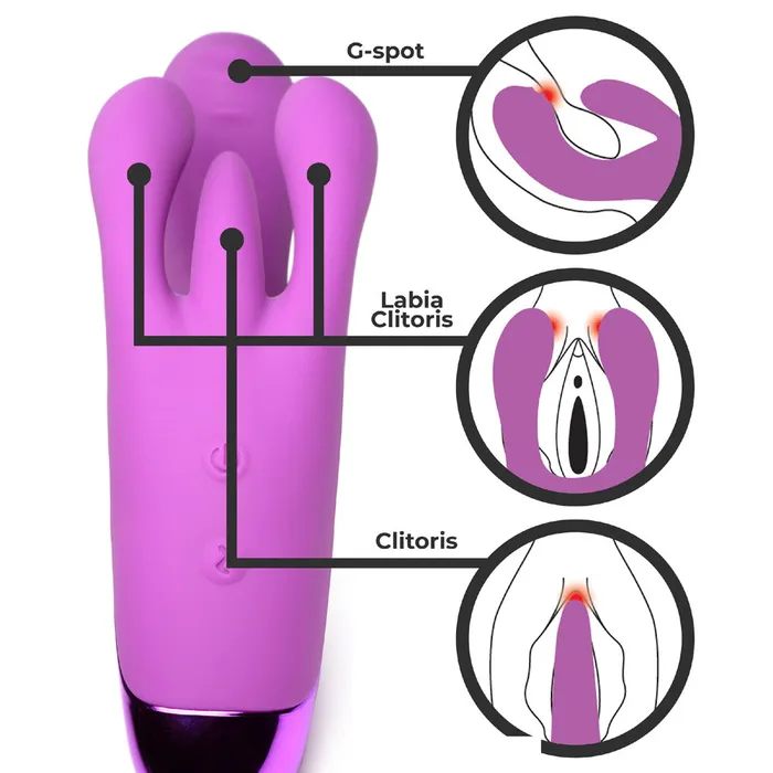 10X Triple Rabbit Silicone Vibrator Purple XR Brands Vibrators