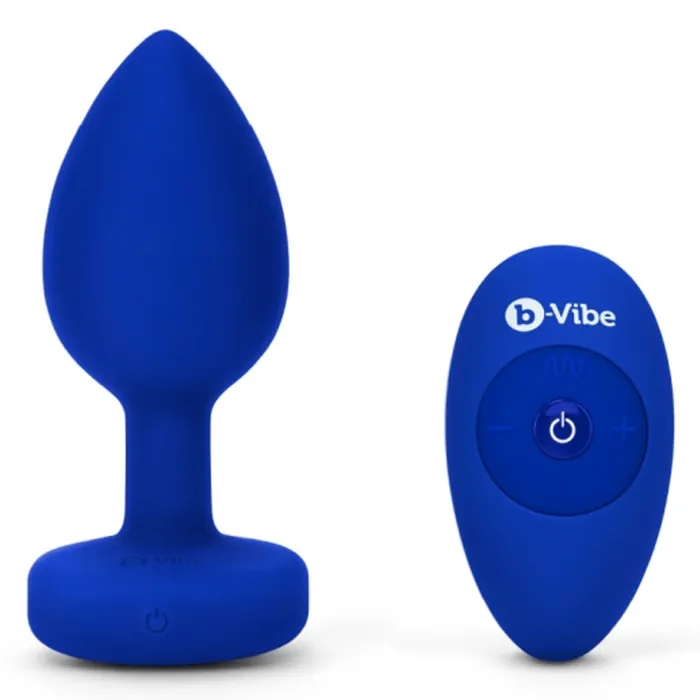 bVibe VIBRATING JEWEL PLUG LXL NAVY Male Sex Toys