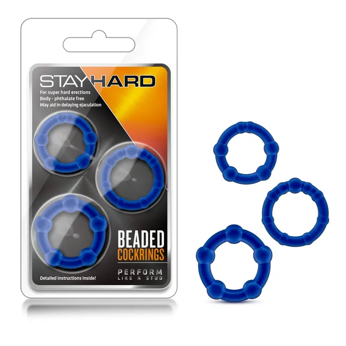 Blush Novelties Dildos Stay Hard Beaded Cock Rings Blue Set of 3 Enhance Erection and Stamina Blush Novelties Dildos Stay Hard Beaded Cock Rings Blue Set of 3 Enhance Erection and Stamina
