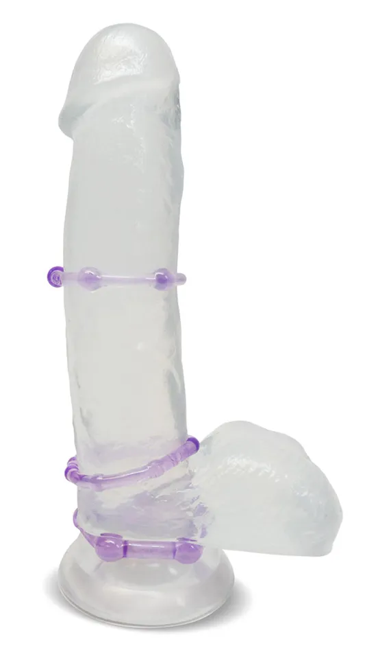 Blush Novelties Dildos Stay Hard Beaded Cock Rings Blue Set of 3 Enhance Erection and Stamina