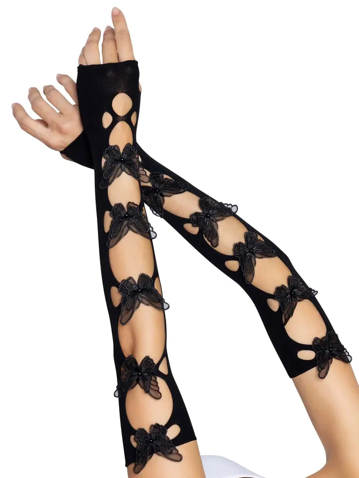 Bodystockings Playsuits Leg Avenue Butterfly Cut Out Arm Warmers One Size Black Bodystockings Playsuits Leg Avenue Butterfly Cut Out Arm Warmers One Size Black