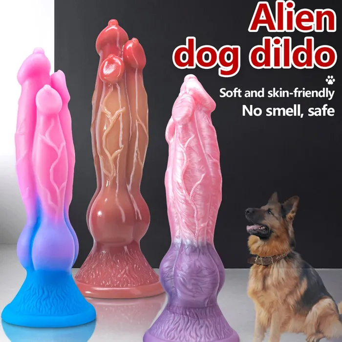 Dildos Domlust Realistic Dog Dildo Monster Three Head Animal Dildos Sex Toys Domlust Exotic