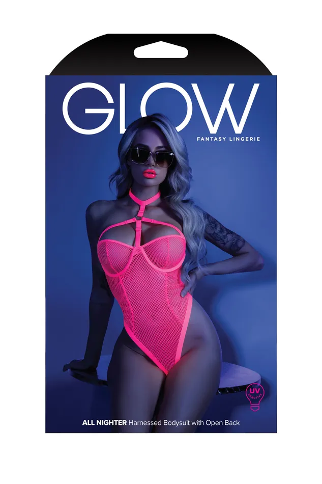 Dildos Fantasy Lingerie All Nighter Harness Bodysuit Largexlarge Neon Pink