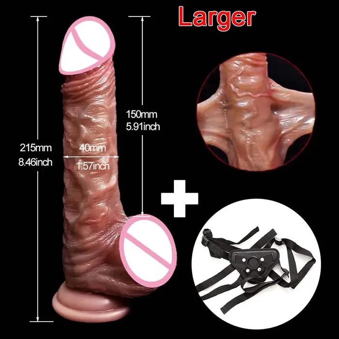 Domlust Female Sex Toys Realistic Dildo G Spot Prostate Massage Strap On Lifelike Skin Sliding Dildos Butt Plug