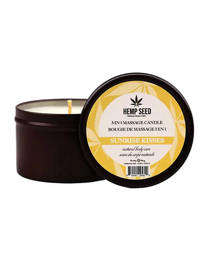 Earthly Body Hemp Seed 3in1 Massage Candle Sunrise Kisses 6 Oz Couples