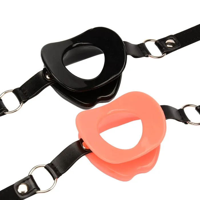 Genuine Leather Rubber Open Mouth Lip Gag Top Rated BDSM Store Dildos