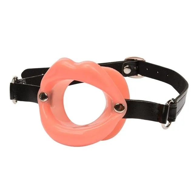 Genuine Leather Rubber Open Mouth Lip Gag Top Rated BDSM Store Dildos