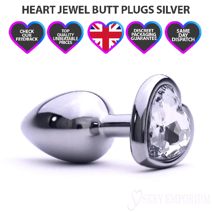 Heart Silver Butt Plug Silver Jewel Princess Anal