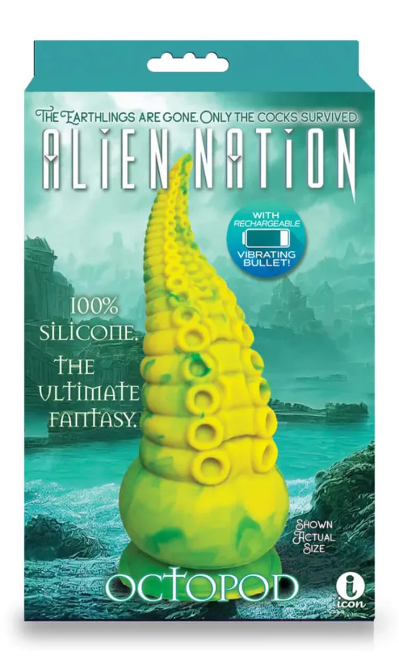 Icon Brands Dildos Alien Nation Octopod Silicone Rechargeable Vibrating Creature Dildo Yellow and Green Icon Brands Dildos Alien Nation Octopod Silicone Rechargeable Vibrating Creature Dildo Yellow and Green