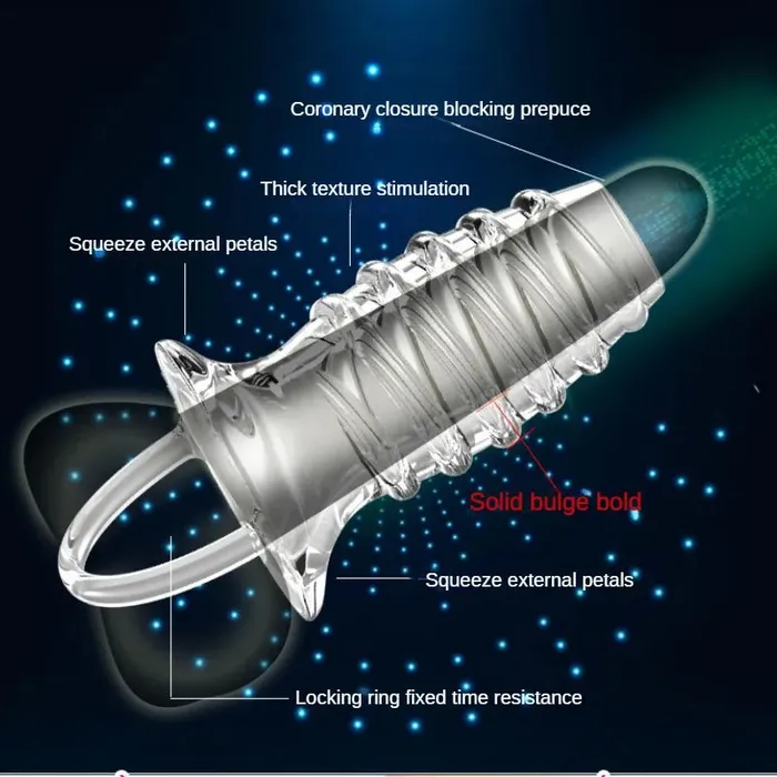 Jelly Cock Sleeve Penis Enlarger Penis Ring Delay Ejaculation Condom Sex Toy for Men Domlust Male Sex Toys