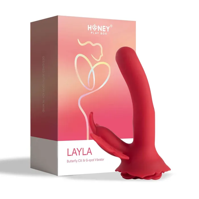 Layla Butterfly Clit and GSpot Vibrator Red Honey Play Box Vibrators