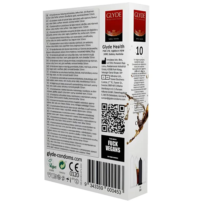 Male Sex Toys Glyde Vegan Condoms Glyde Ultra Cola Flavour Vegan Condoms 10 Pack Male Sex Toys Glyde Vegan Condoms Glyde Ultra Cola Flavour Vegan Condoms 10 Pack