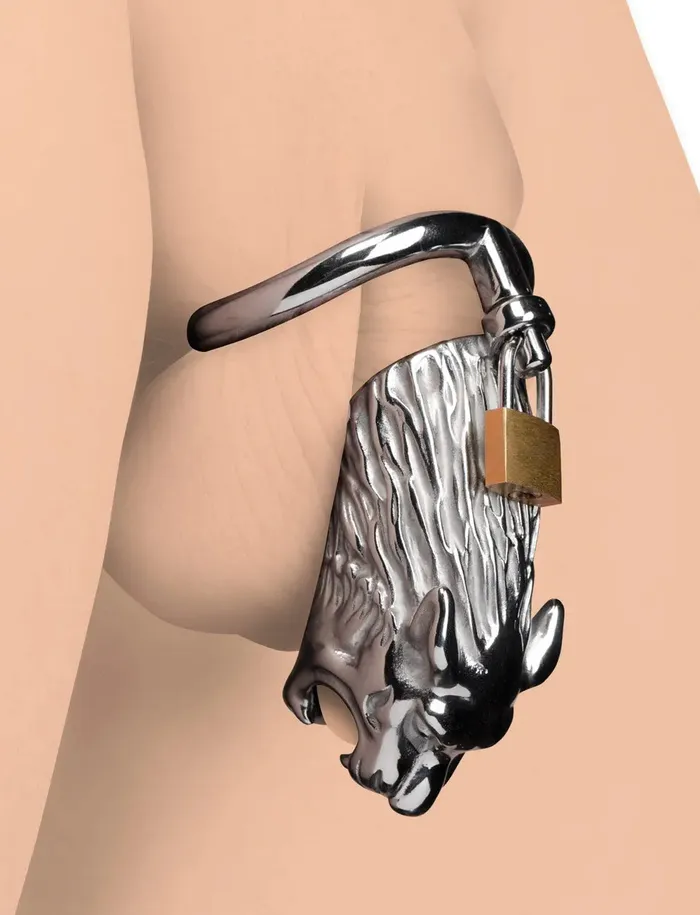 Master Series Male Sex Toys Tiger King Locking Chastity Cage