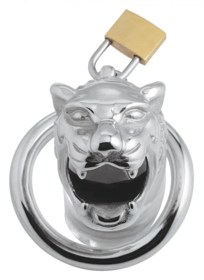 Master Series Male Sex Toys Tiger King Locking Chastity Cage