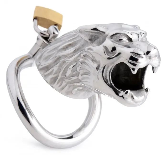 Master Series Male Sex Toys Tiger King Locking Chastity Cage