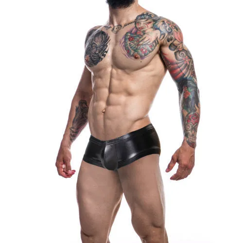 Mens Underwear C4M Booty Shorts Black Leatherette Large Cut 4 Men Mens Underwear C4M Booty Shorts Black Leatherette Large Cut 4 Men