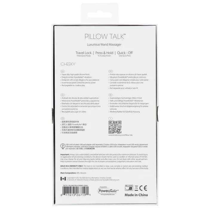 Vibrators Pillow Talk Pillow Talk Cheeky Wand Vibrator Sex Toy Pink