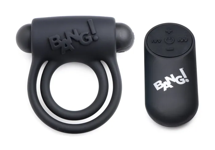 XR Brands Male Sex Toys Bang Silicone Cock Ring and Bullet With Remote Control Black XR Brands Male Sex Toys Bang Silicone Cock Ring and Bullet With Remote Control Black