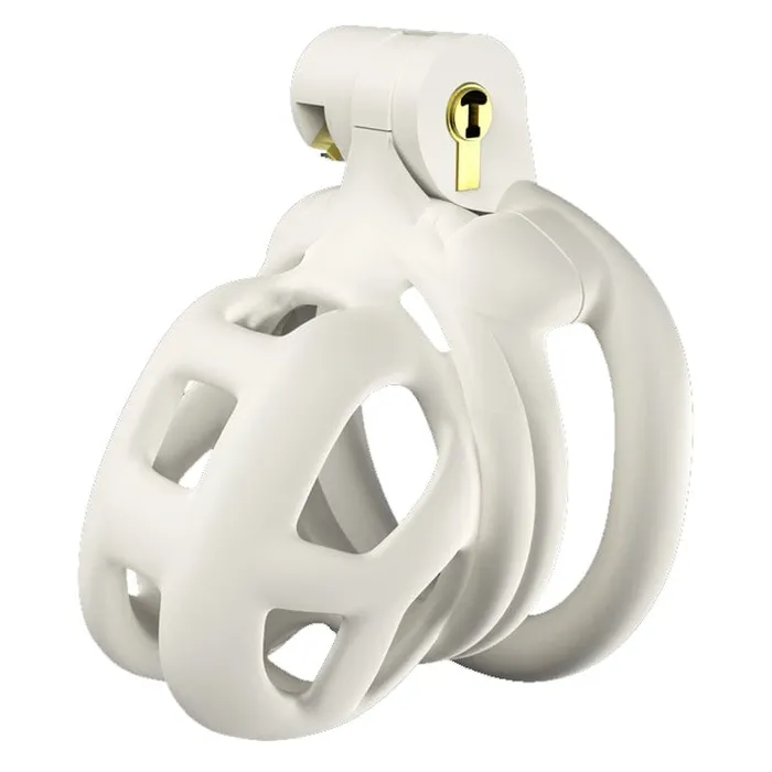0265M White Locking Male Chastity Cage Discreet Secure and EscapeProof Moonwell Male Sex Toys