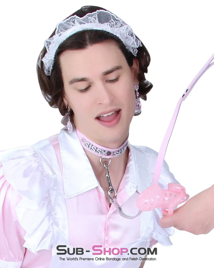 1674ASIS Pretty Sissy Boi Princess Mistress Pink Leather Bondage Lead Autumn Restraints