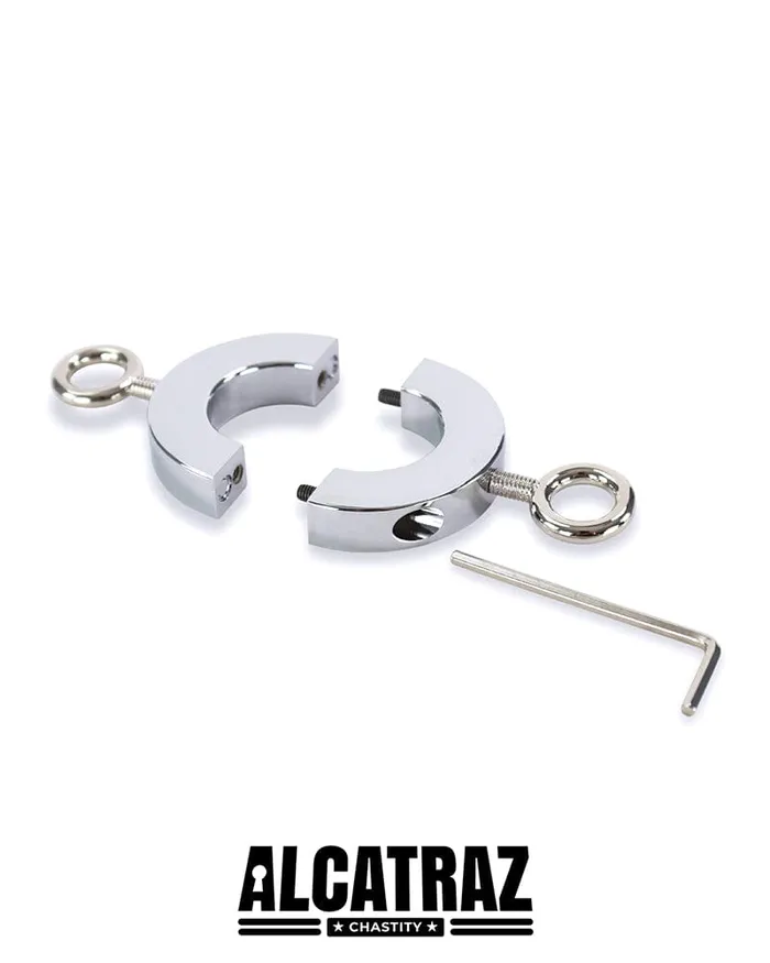 1824M Steel Cock and Ball Ring with Weight Hanging Rings Moonwell Male Sex Toys