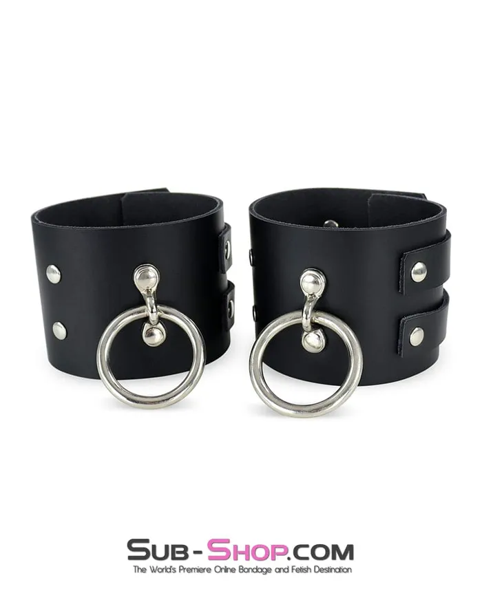 2499A 3 Inch Wide Black Leather Ankle Cuffs Autumn Anal