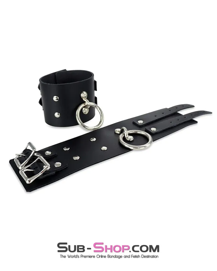 2499A 3 Inch Wide Black Leather Ankle Cuffs Autumn Anal