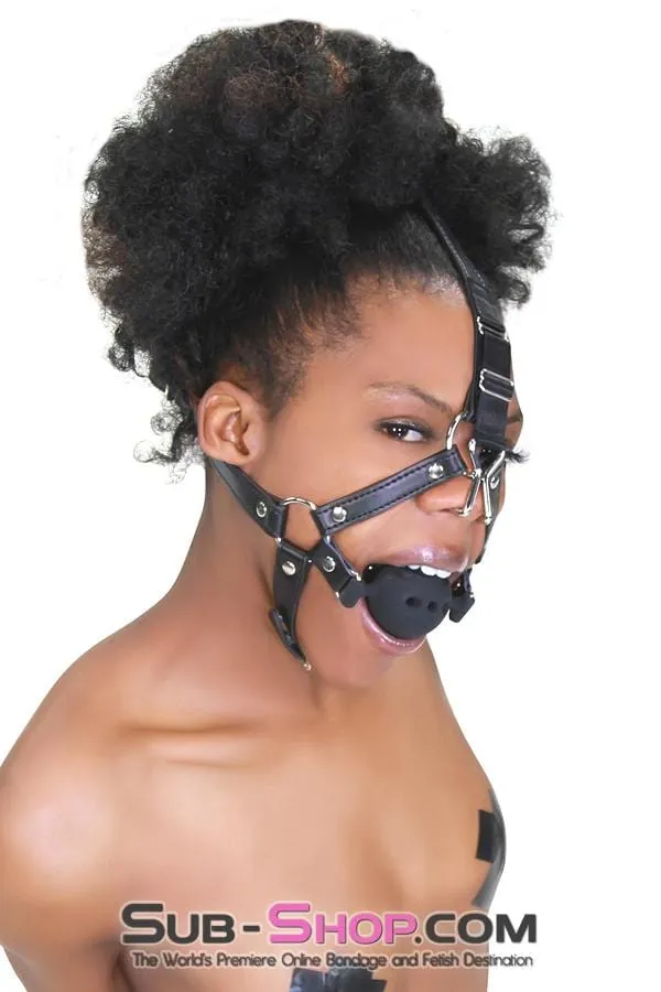 3812RS 2 Large Black Silicone Breather Ball Gag Trainer with Nose Hook Raysent Male Sex Toys
