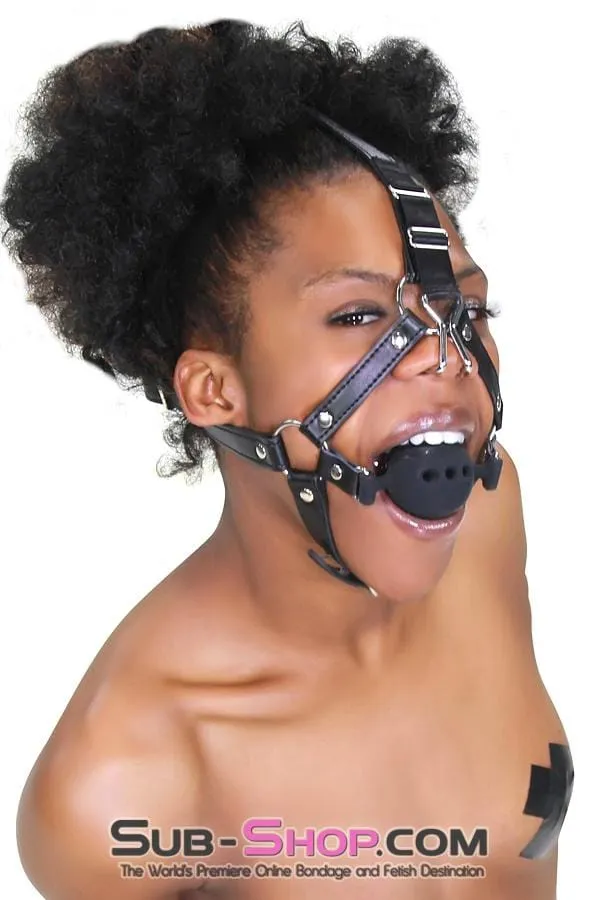 3812RS 2 Large Black Silicone Breather Ball Gag Trainer with Nose Hook Raysent Male Sex Toys