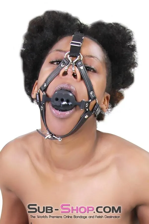 3812RS 2 Large Black Silicone Breather Ball Gag Trainer with Nose Hook Raysent Male Sex Toys