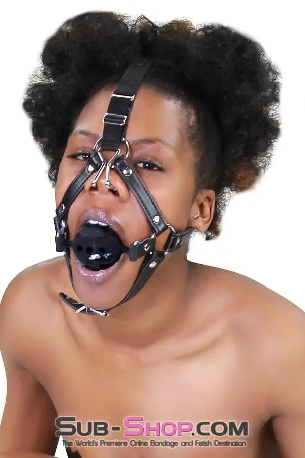 3812RS 2 Large Black Silicone Breather Ball Gag Trainer with Nose Hook Raysent Male Sex Toys